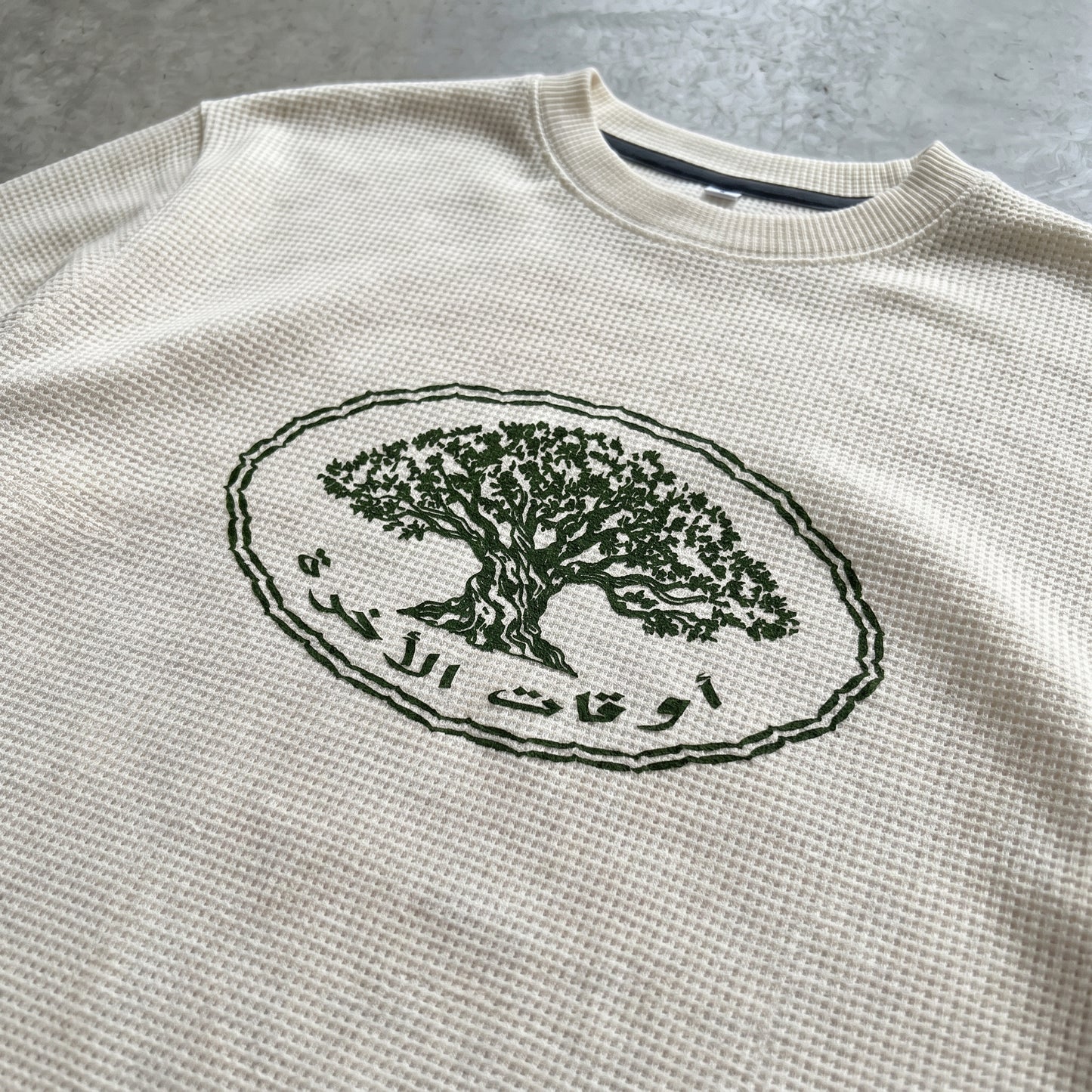 OLIVE TREE CREW - WAFFLE KNIT