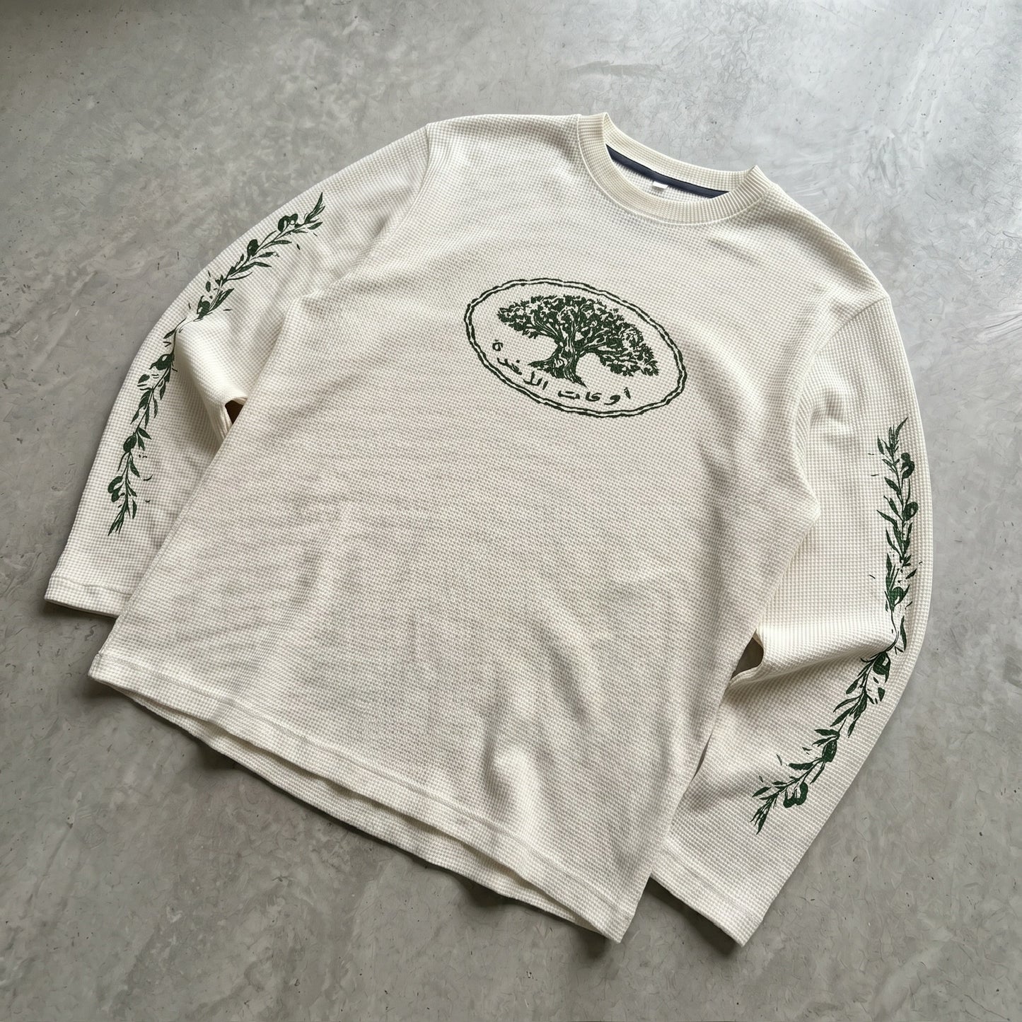 OLIVE TREE CREW - WAFFLE KNIT