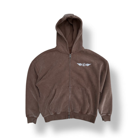 ANGEL WINGS HOODIE - BROWN FADED