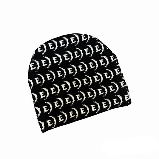 PATTERN SKULLCAP BEANIE-BLACK/WHITE